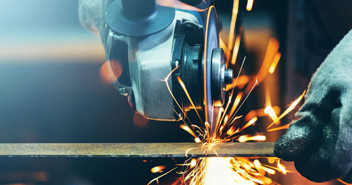 using a angle grinder to cut metal